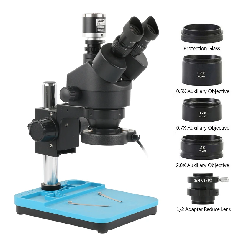 Simul-Focal Industrial Microscope 4K Hdmi - 7X-90X 동시 초점 줌 삼안 스테레오