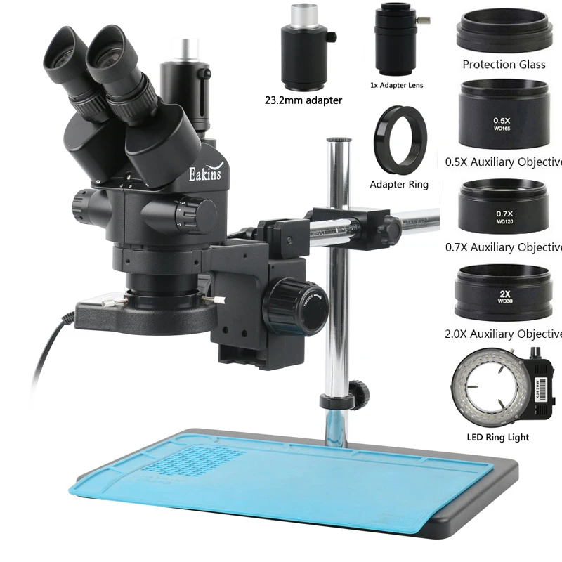 Trinocular Stereo Microscope 7X-45X - 3.5X 7X 45X 90X 산업용 실험실