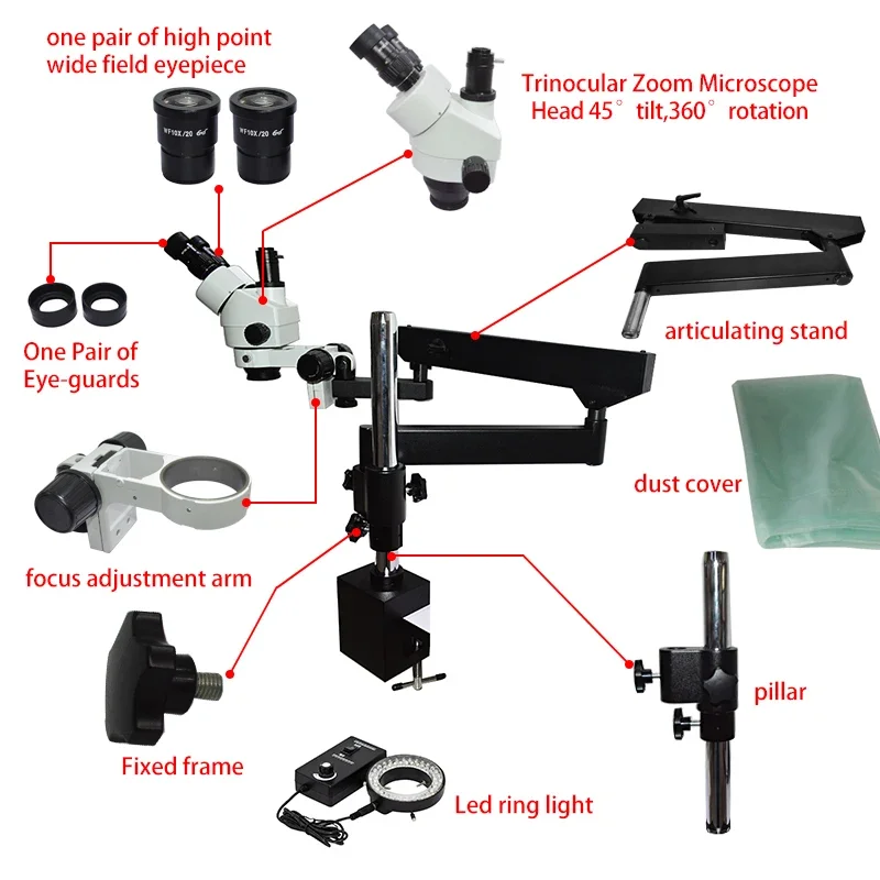 유연한 가동식 관절 암 대형 이동식 붐 스탠드 삼안 실 - Articulating Arm Boom Stand Microscope 리뷰 및 가격