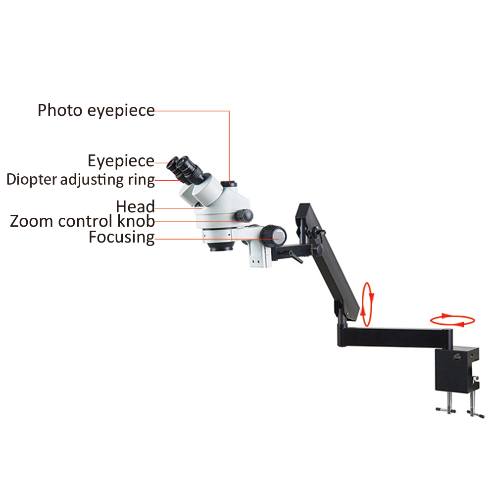 플렉시블 암 고정 클램프 현미경 7X-45X 줌 삼안  - Trinocular Stereo Microscope 7X-45X 리뷰 및 가격