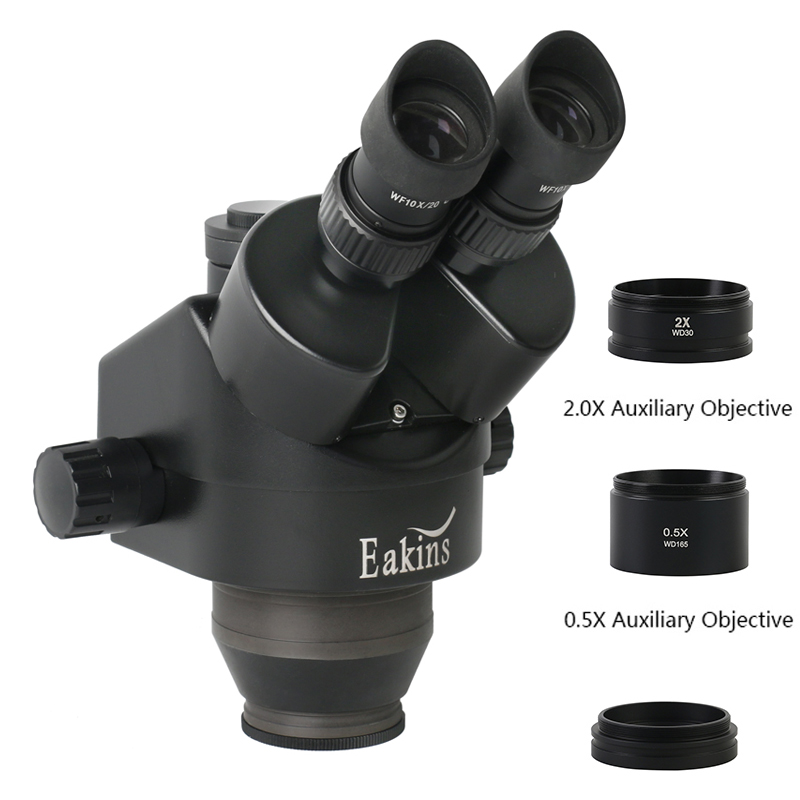 동시 초점 삼안 스테레오 현미경 헤드, 보조 바로우 렌 - Trinocular Stereo Microscope 7X-45X 리뷰 및 가격