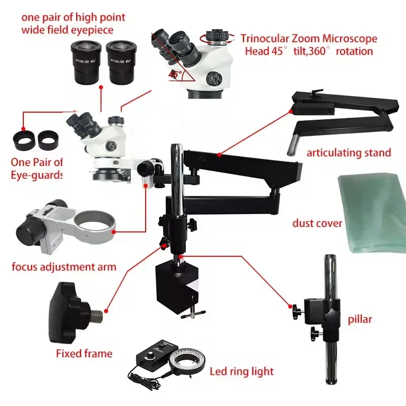 2026년형 새로운 3.5X-100X 플렉시블 관절식  - Articulating Arm Boom Stand Microscope 리뷰 및 가격
