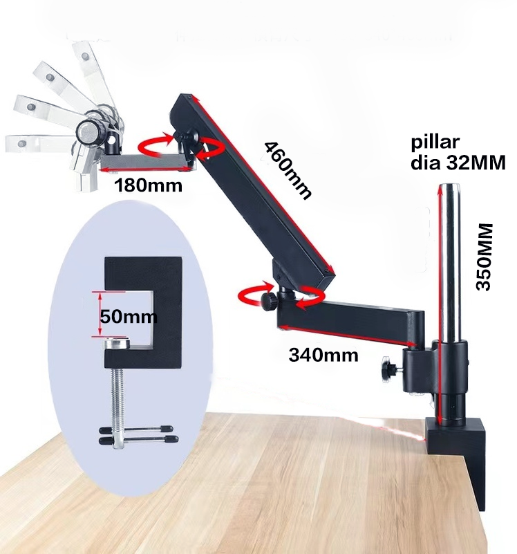 유연한 관절형 암 대형 이동 붐 스탠드 7-50X 삼안 - Articulating Arm Boom Stand Microscope 리뷰 및 가격