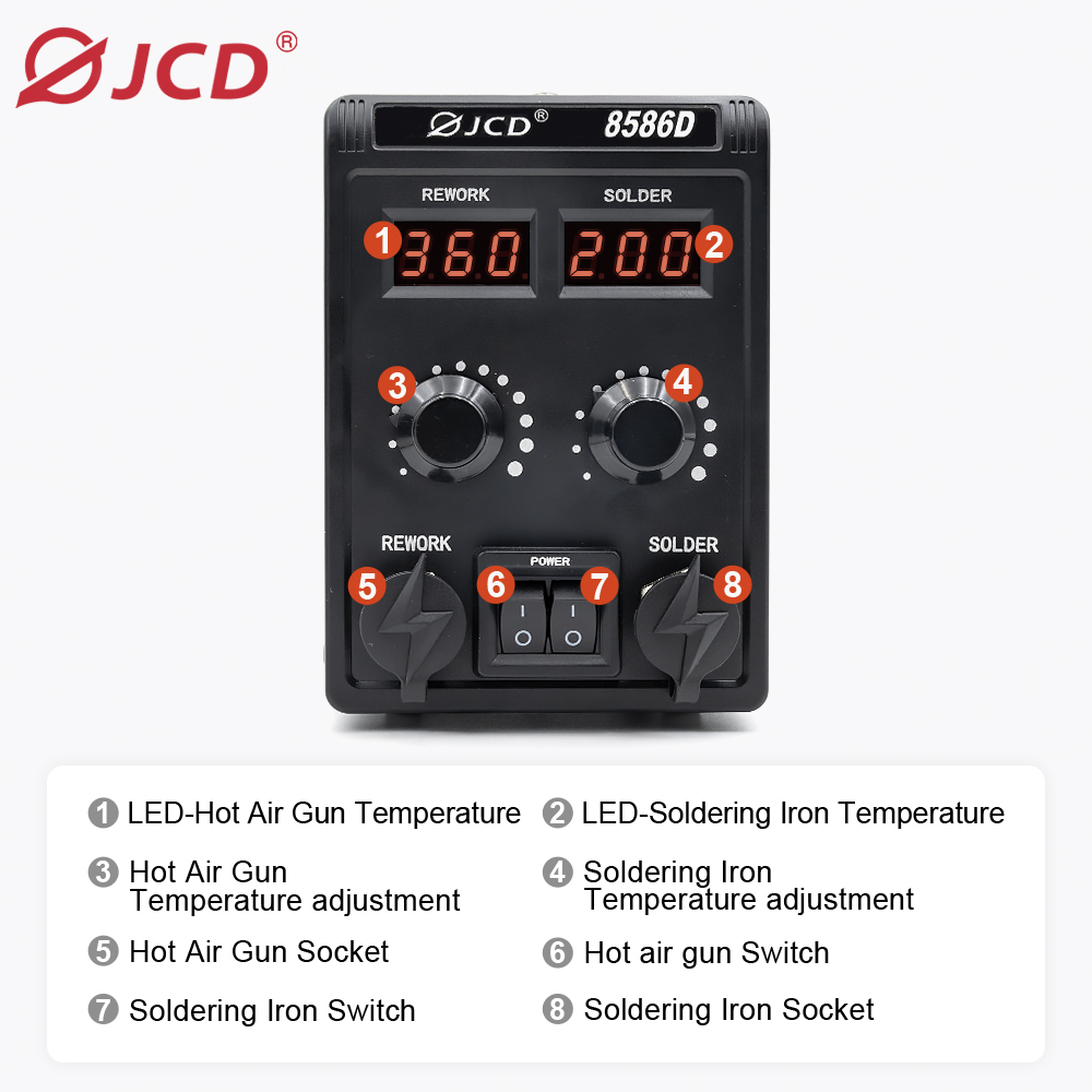JCD 8586D 2-in-1 납땜 스테이션 뜨거운 공 - 2 In 1 Soldering Rework Station 750W 리뷰 및 가격